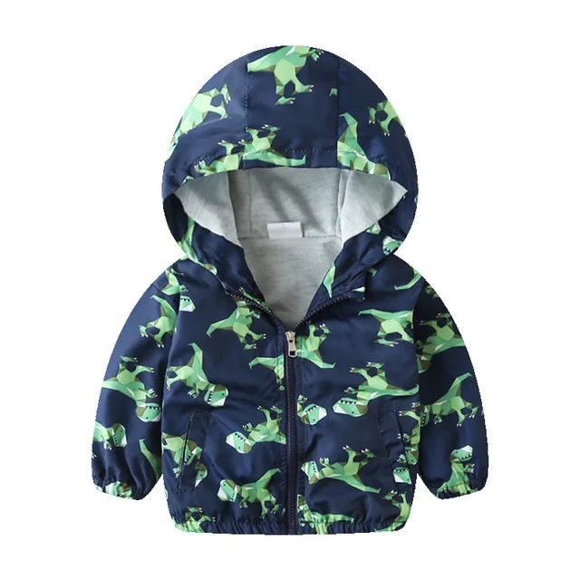 BJ017 navy blue 27kids2-7 лет; милый детский топ с капюшоном с динозавром; Верхняя одежда для мальчиков; ветровка для активных мальчиков; толстовка с капюшоном для маленьких мальчиков - Цвет: BJ017 navy blue