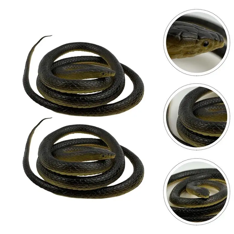 2 piezas de juguete de broma, juguete de simulaci&oacute;n de serpiente, juguete de serpiente, modelo de serpiente realista-3