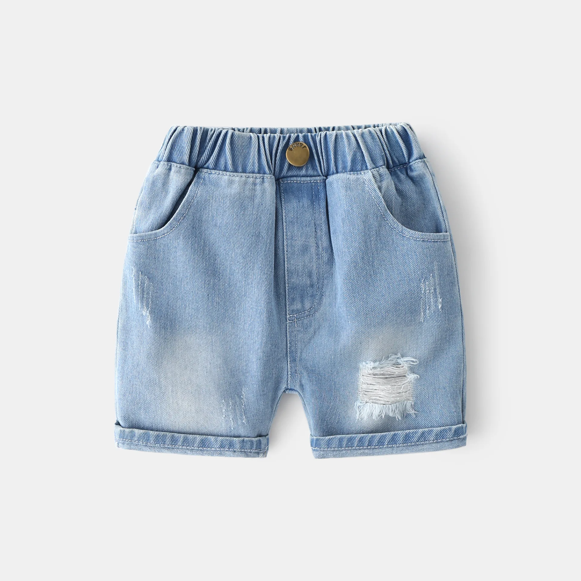 Летние джинсовые шорты для мальчиков модные однотонные хлопковые тонкие