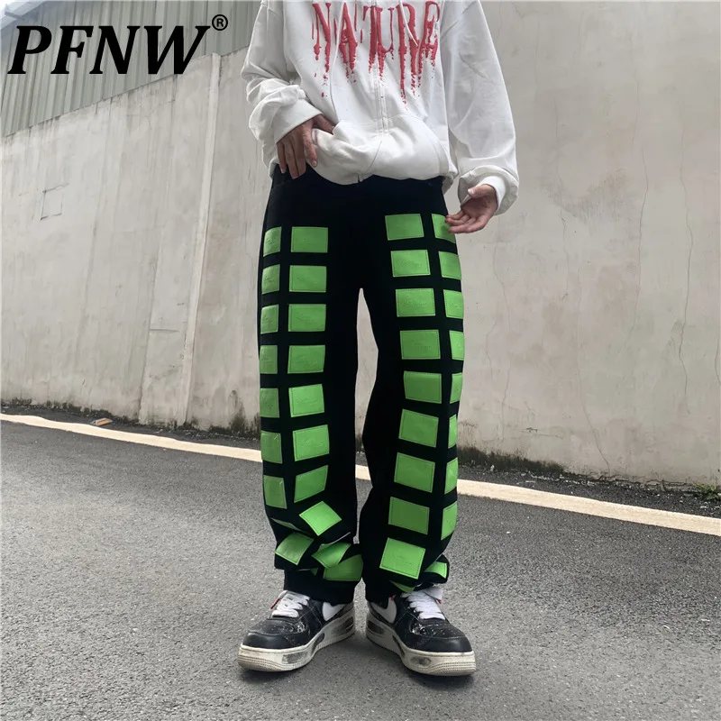 

PFNW 2021 New Hip Hop Denim Jeans High Street New Casual Loose Straight Zipper Joggers Denim Pants Rock Designer Clothes 12X1058