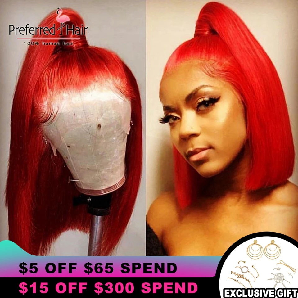 Предпочитаемый синий красный парик на кружеве с детскими волосами Омбре