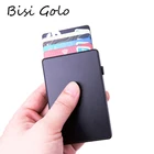 Умный кошелек с защитой от кражи BISI GORO, из алюминия, с одной коробкой, тонкий модный клатч с RFID-защитой, выдвижная кнопка, держатель для карт, новая визитная карточка, чехол