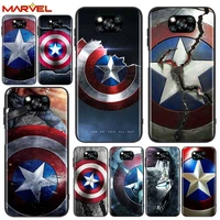 avengers shield marvel for xiaomi poco x3 nfc x2 m3 m2 f2 f3 pro c3 f1 a2 lite mix3 play silicone soft black phone case