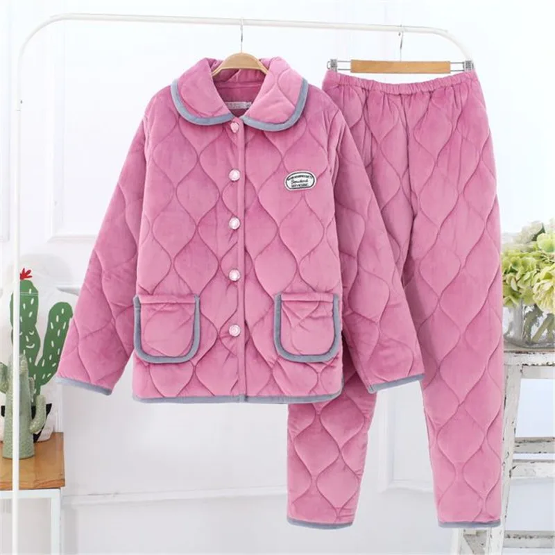 Женская Теплая Флисовая Пижама зимний комплект из утепленного топа и брюк