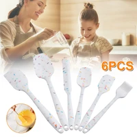 6pc silicone non stick spatula set food grade cookie pastry scraper brush cake baking butter mixing tool cooking baking utensils