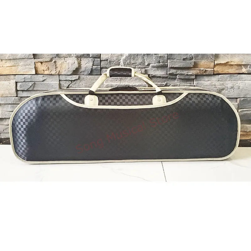 Футляр для скрипки Fastshipping 4/4 3/4 1/2 1/4 в клетку из пеноматериала с дугами и гигрометром, в комплекте аксессуары.