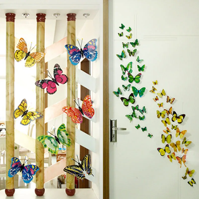 Многофункциональные 3D двухслойные наклейки на стену с изображением бабочки