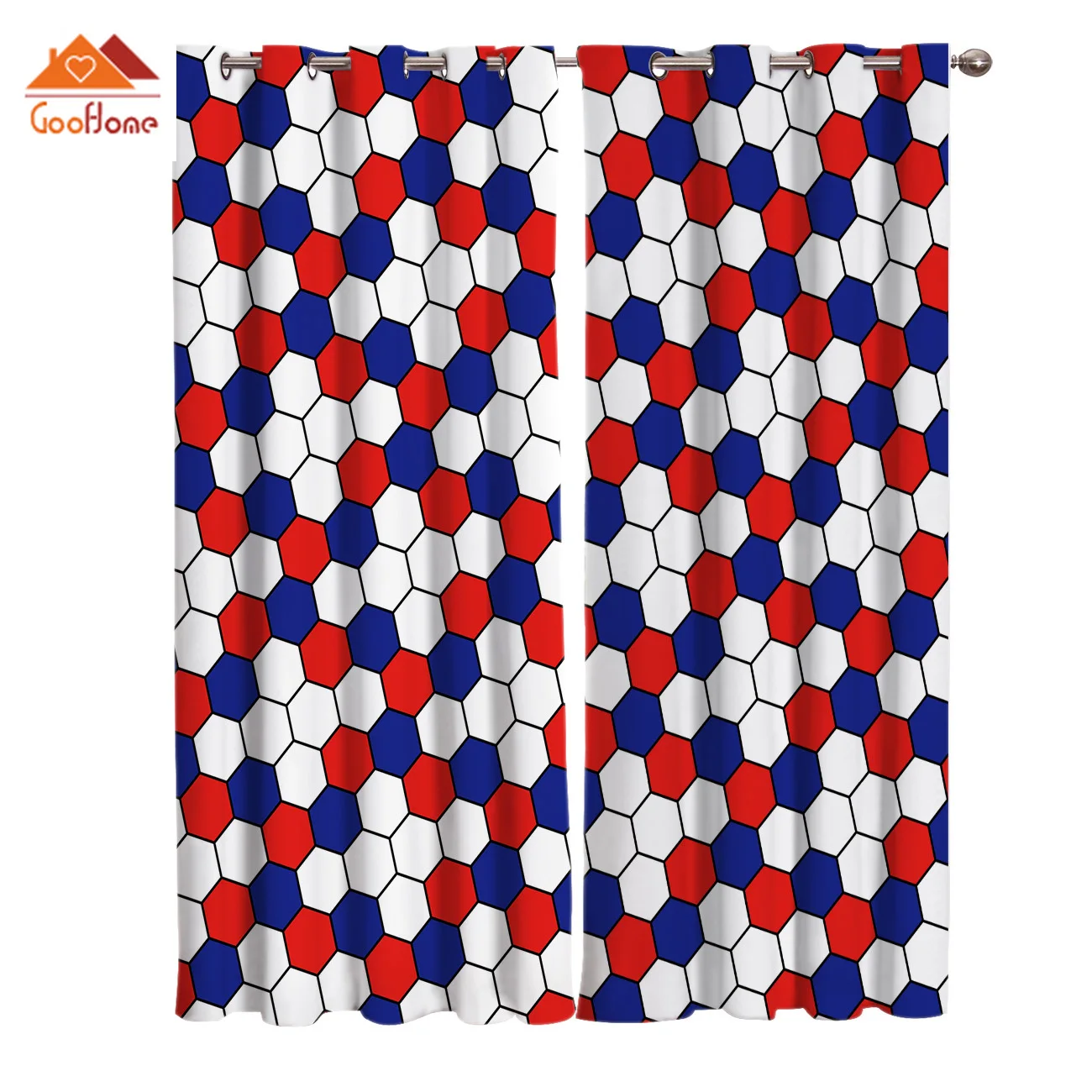 Белые и синие шестиугольные геометрические узоры оконные занавески s гостиная