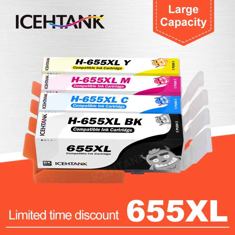 

ICEHTANK совместимый картридж с чернилами Замена для HP 655 XL для HP 655 с чернилами HP Deskjet 3525 4615 4625 5525 6520 6525 6625 принтер