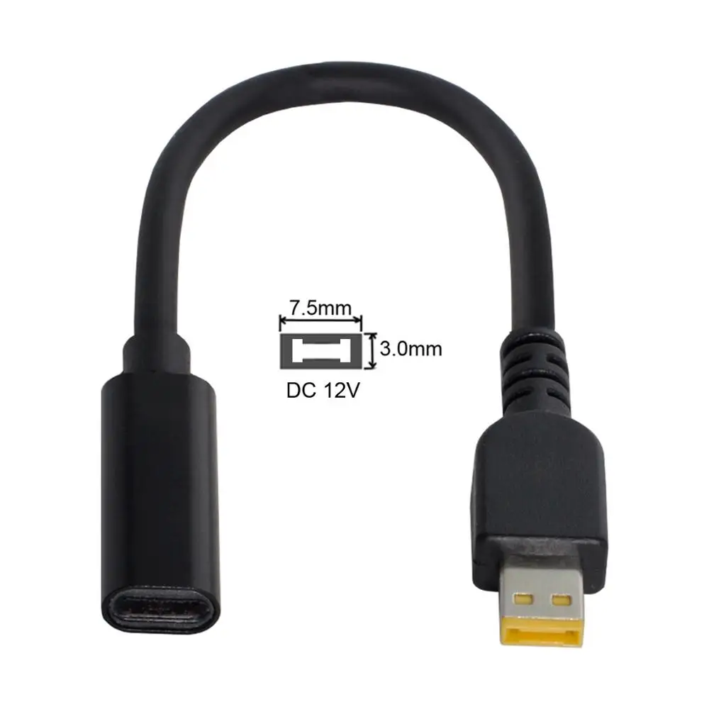 

Type C USB-C to Lenovo ThinkPad Rectangle 7.5*3.0mm Power Plug DC12V PD Emulator Trigger Charge Cable for ThinkPad 10 & Helix2