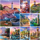 5D алмазная живопись закат и берег, алмазная вышивка, пейзаж, маяк, мозаика, Набор для вышивки крестиком, украшение для дома, подарок