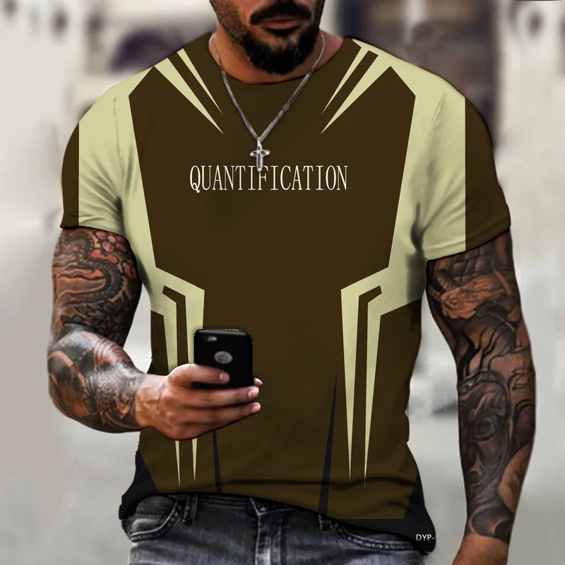 Мужская летняя футболка с 3D-принтом круглым вырезом и коротким рукавом - купить