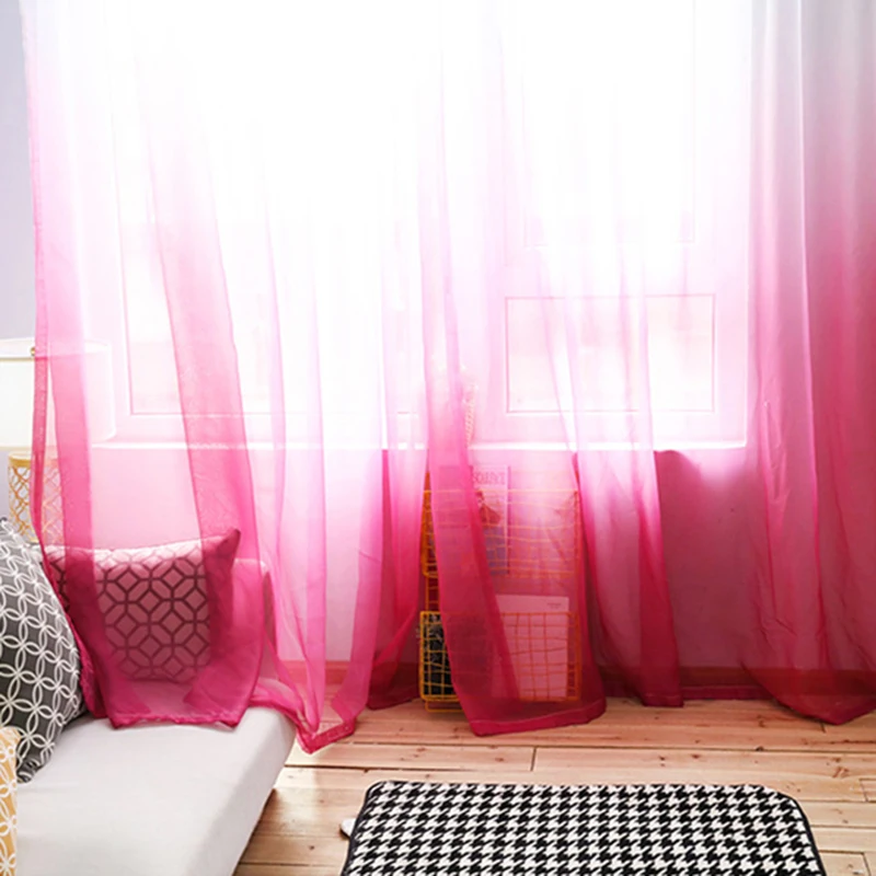 Розовые фиолетовые шторы для гостиной зеленые градиентные полузатемненные