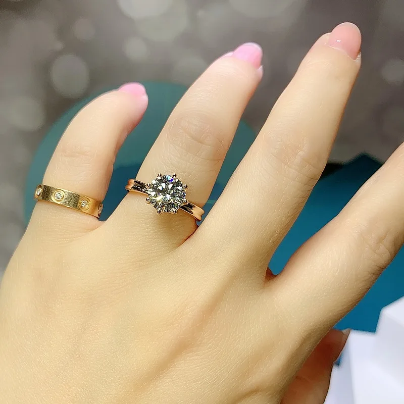 

Delicate 2 Carat Imitation Moissanite Opening Ring Crown Rings for Women Ladies Wedding Party Fashion Jewelry Gift T4T755