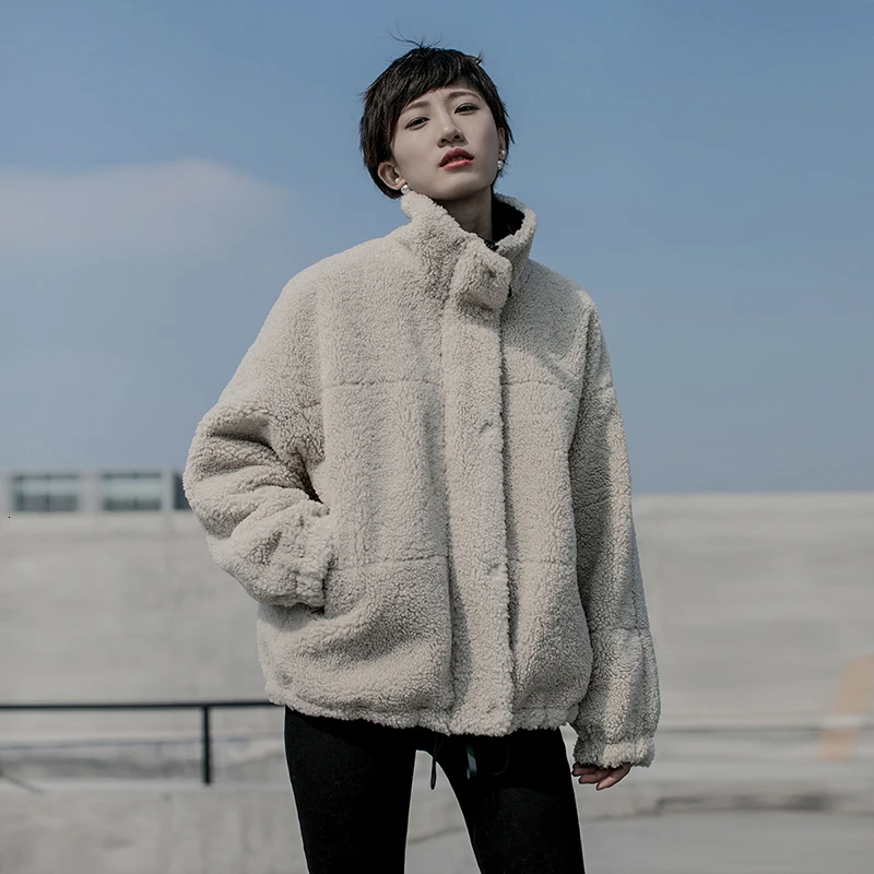 

AIGYPTOS Loose version of the two-sided wear wool new stand-up collar long-sleeved female jacket fashion autumn and winter