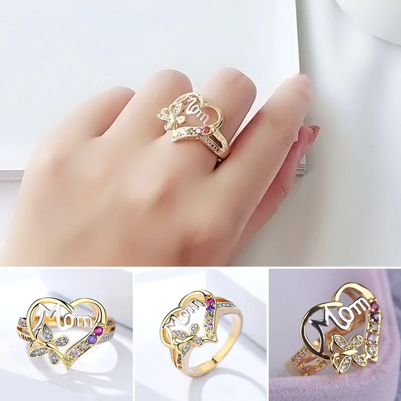 Новые ювелирные изделия кольца сердце мама письмо бриллиант подарок день матери
