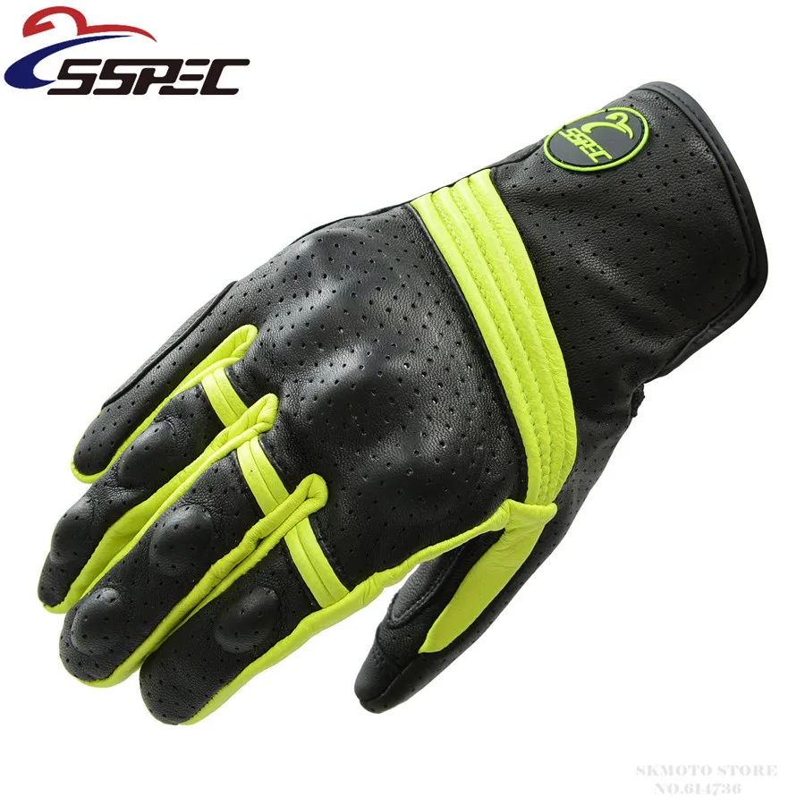 Перфорированные мотоциклетные кожаные перчатки SSPEC для мотокросса с сенсорным