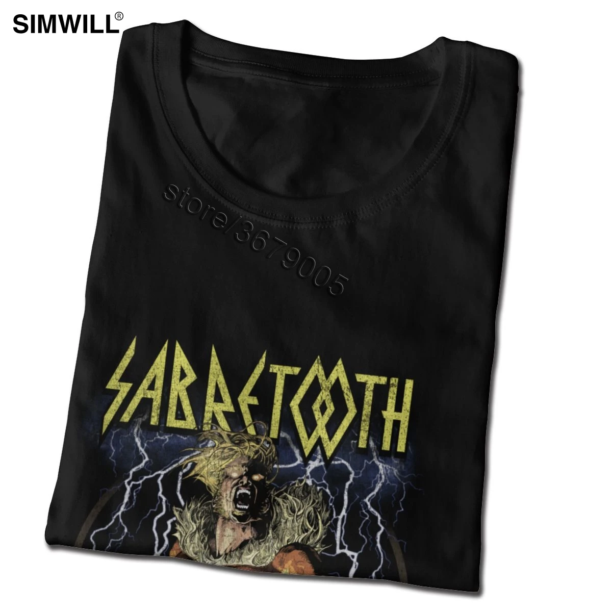 Мужская хлопковая футболка Sabretooth Storm Винтажная с коротким рукавом круглым
