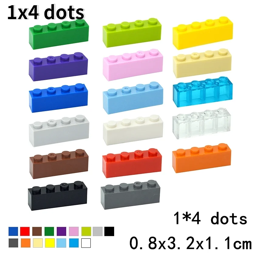 

40PCS DIY 1x4 Dots Building Blocks Thick Figures Bricks Educational Creative Size 1*4 Dots Compatible With 3010 Toy for Children