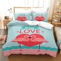 free dropshipping bedding sets duvet cover 1 pillowcase single childrens bedding gife cartoon animal flamingo fink