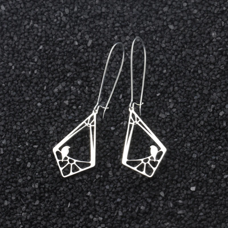 Серебряный Цвет птица и серьги в форме стилизованной птичьей клетки Женские