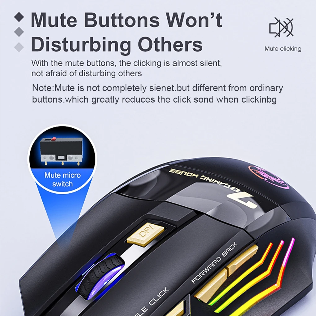 2.4Ghz Wireless Ergonomic Rechargeable Optical Mouse with USB Receiver Mause With Backlight RGB Silent Mice For Laptop PC | Компьютеры и