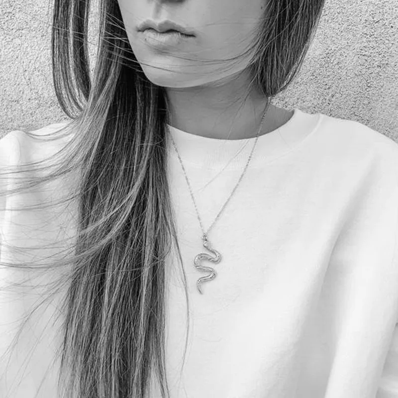 

European and American Halloween Jewelry Gifts Cold ins Alternative Personality Python Pendant Necklace Hip Hop Retro Snake Earri
