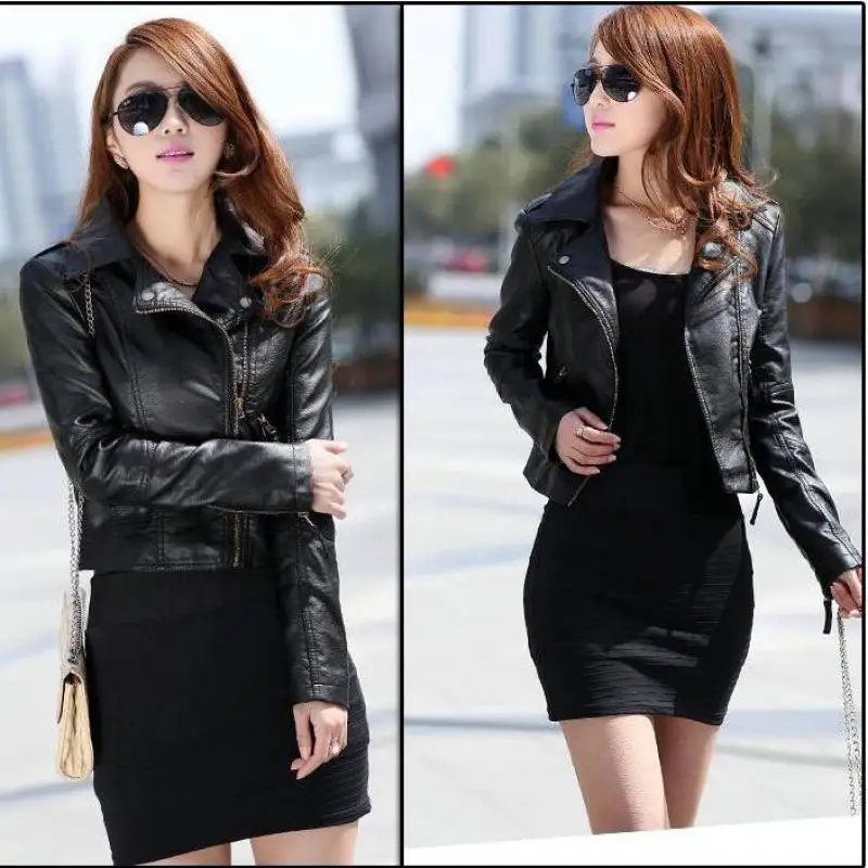 Yauamdb/Женская куртка из искусственной кожи на весну и осень экокожа (полиуретан) S