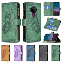for nokia 1 4 5 4 butterfly vintage pu leather flip case zipper wallet card slot magnetic stand cover