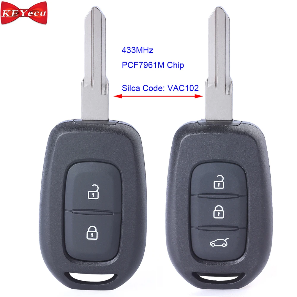 Брелок KEYECU для Renault Sandero Dacia Logan лодgy Dokker Duster дистанционный ключ 433 МГц PCF7961M 4A чип
