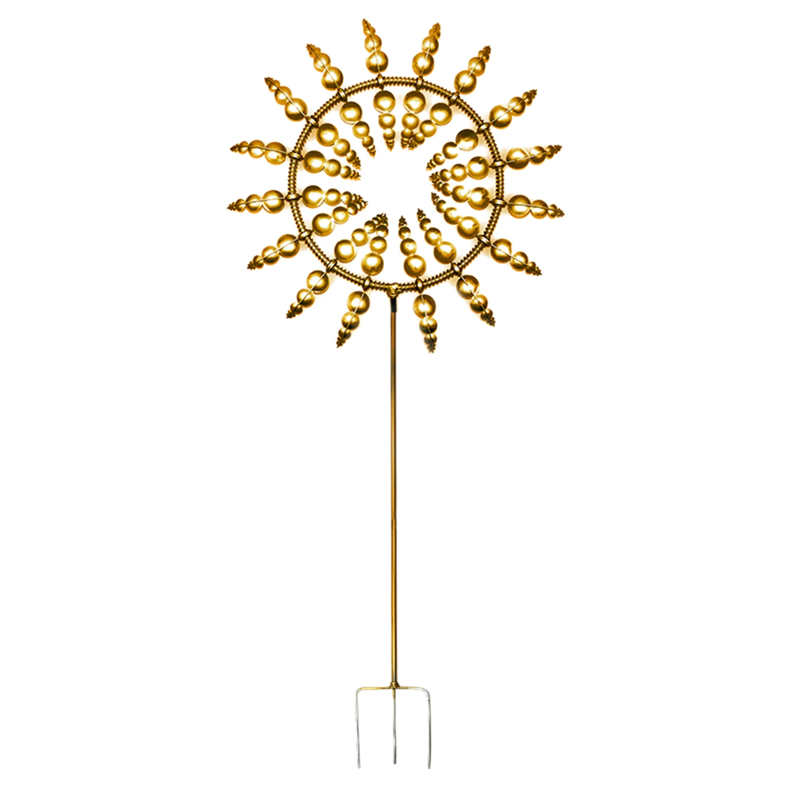 

Garden Windmill Outdoor Solid Color Leaf Ornament Decorative Metal Artware for Yard Park Golden