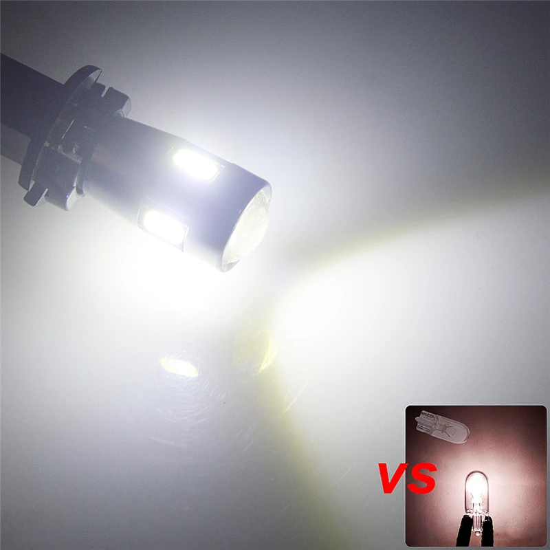 

100x Car light T10 LED W5W Luces LEDs Para Auto Interior Dome lights 168 6 5630 LED Side Parking marker lamp Lens 12V