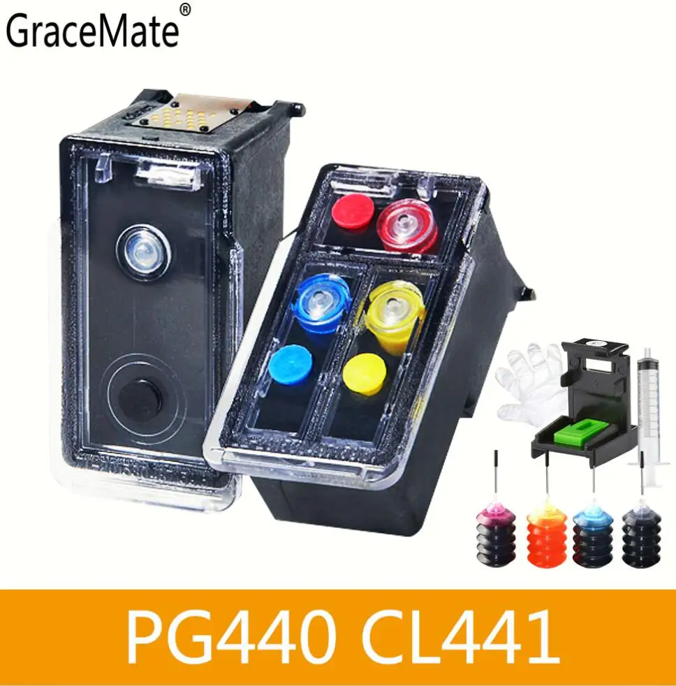 Black Color Upgrade GraceMate Совместимость PG440 CL441 XL перезаправляемый картридж для hp Canon MG3240 MG3540 MG4240 MG3640 MX524 MX454 MX374 MX434 MX450 - Цвет: Black Color Upgrade