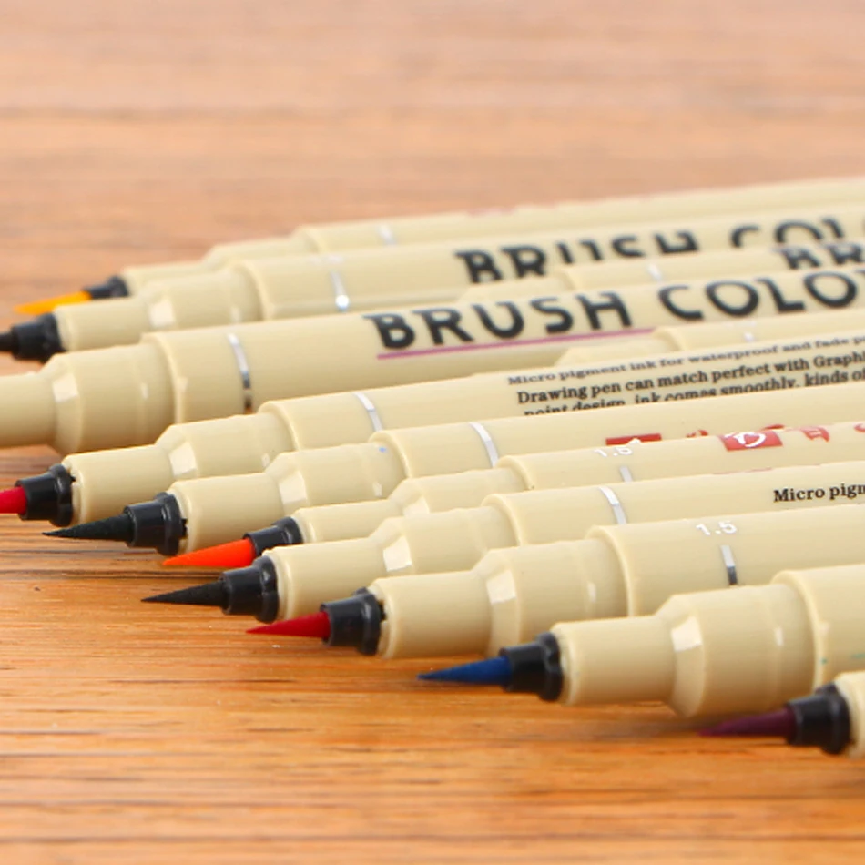 12 цветов мягкая кисть ручка эскиз рандомная для рисования мелкая линия Мягкие