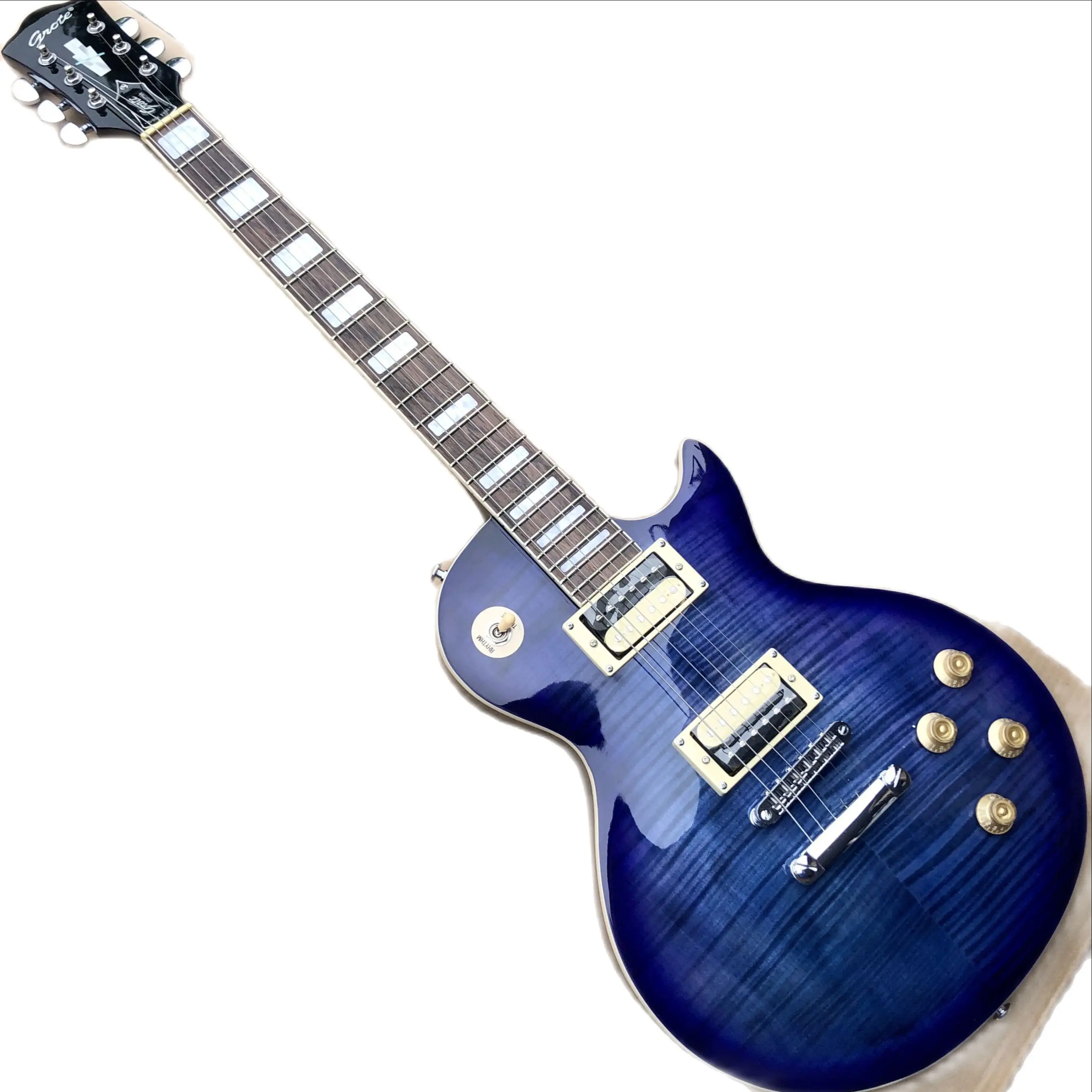 

Бесплатная доставка, профессиональная 6-струнная гитара на заказ, электрическая гитара с синим пламенем и кленовым покрытием, удивительное ...
