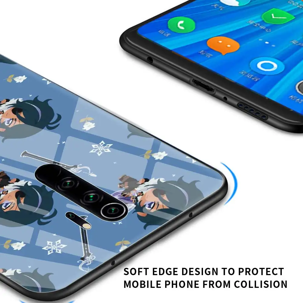 Чехол для телефона Xiaomi Redmi Note 9S 9 10 8 Pro 8T 7 8A 9A 9C K40 стеклянный чехол Poco X3 NFC Shell Genshin Impact