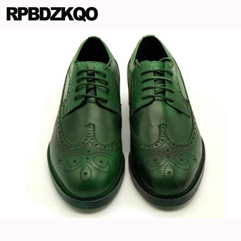 High Quality Brogue Oxfords Plus Size Luxury Real Leather Pointy Toe Prom Red Pointed Wingtip Men Blue Dress Shoes European | Обувь