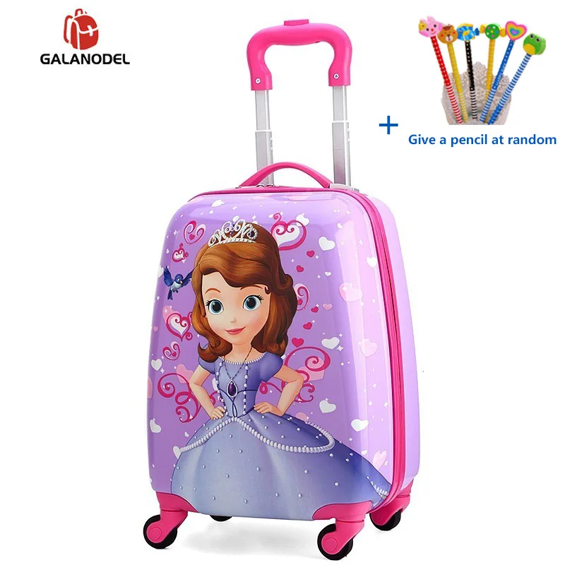 Children's Cartoon Suitcase Child Trolley Case Luggage Kids Schoolbags Travel Suitcase with Wheels 3D 18inch Case Kid's Toys Box