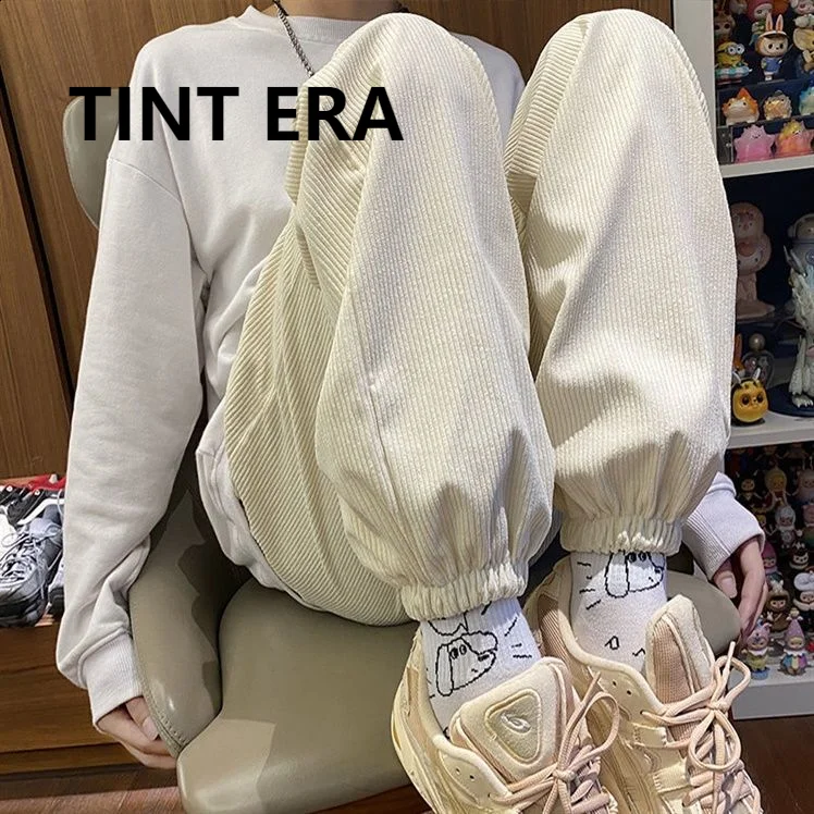 

TINT ERA Plus Velvet Fall/winter Corduroy Pants Women's Loose Trousers High Waist Corset Pants Y2K