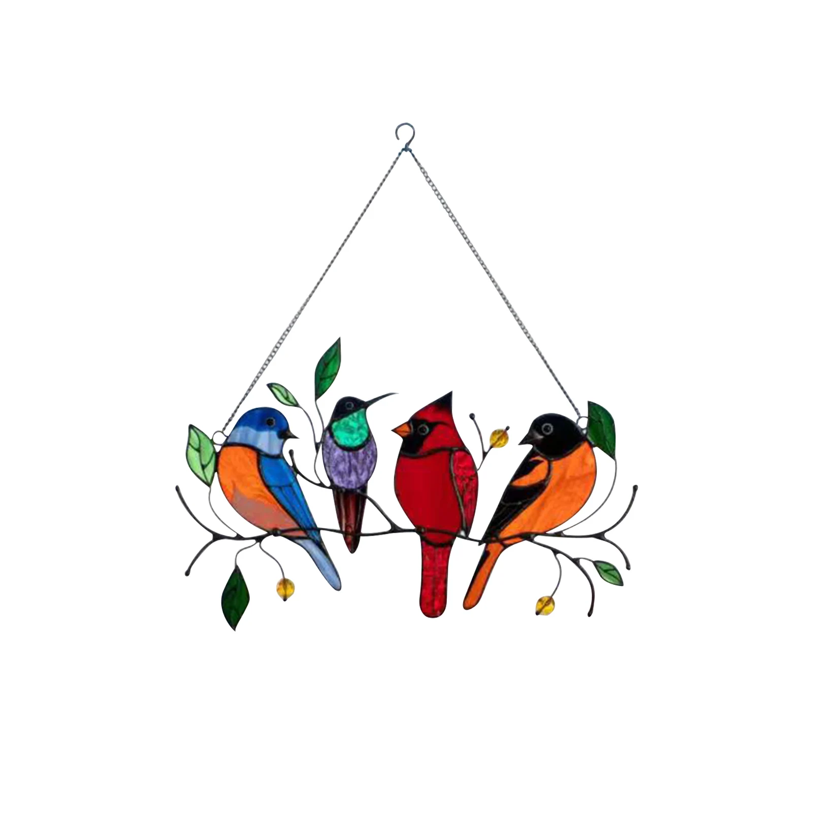

Accessories Living Room Charm Hanging Ornament Cartoon Gift Bedroom Stained Glass Bird On A Wire Office Suncatcher Window Panel