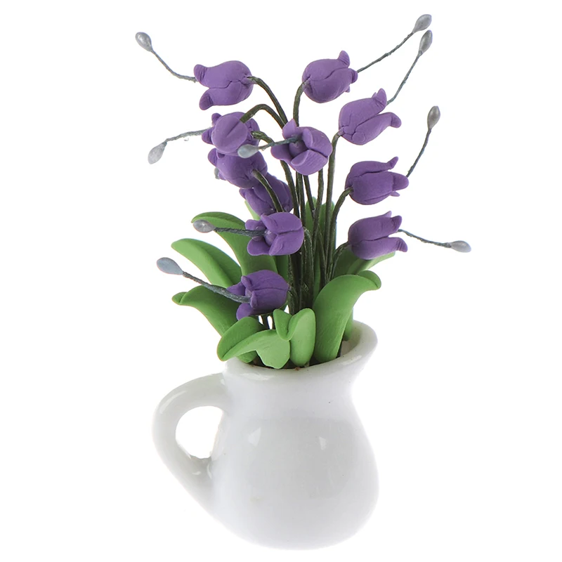 

Mini Dollhouse Artificial Green Fake Plant Flower In Pot Fairy Garden Doll Houses Toy 1/12 Scale Dollhouse Miniature