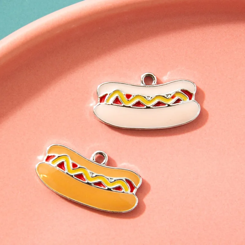 

10Pcs Enamel Gold Color Bread Designer Charms Pendant for Jewelry DIY Making Bracelet Women Necklace Earrings Accessories