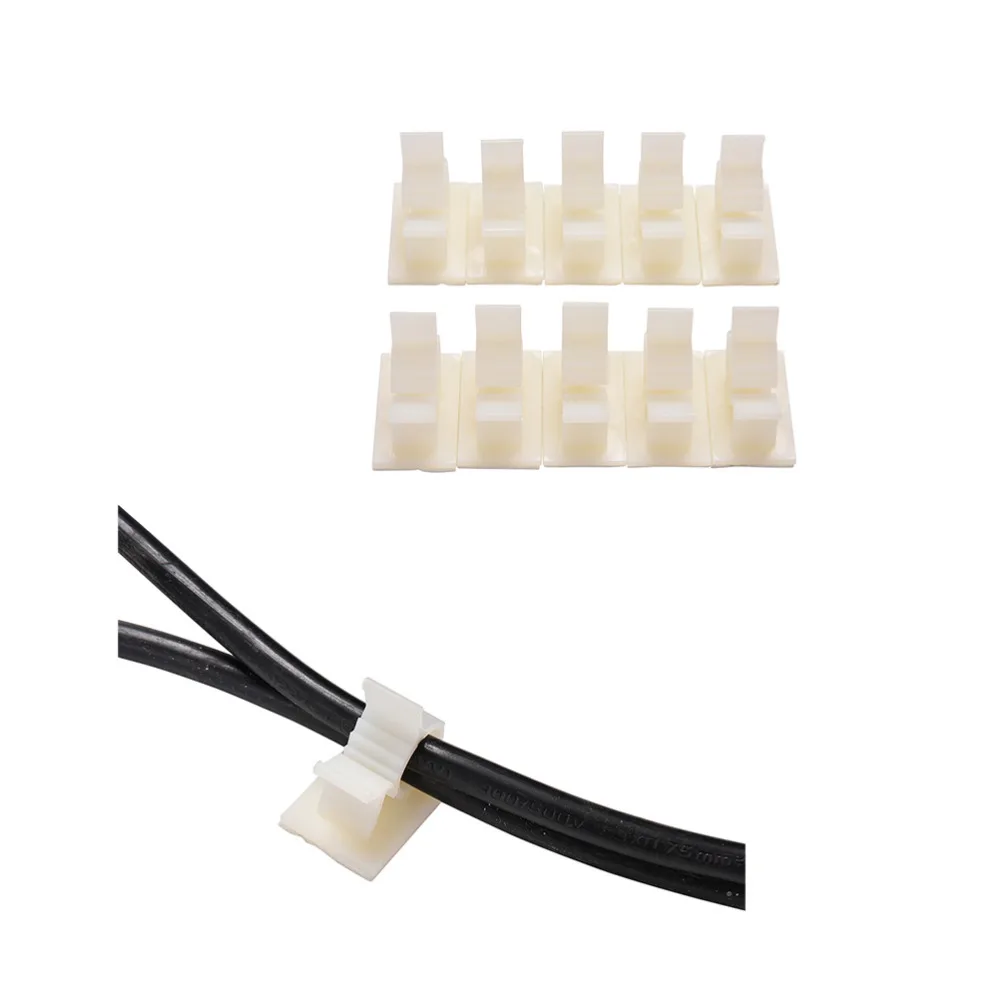 

10PCS White Adhesive Cable Clips Clamps Car Wire Tie Mount Drop Wire Holder for Car/Office/Home 10mm