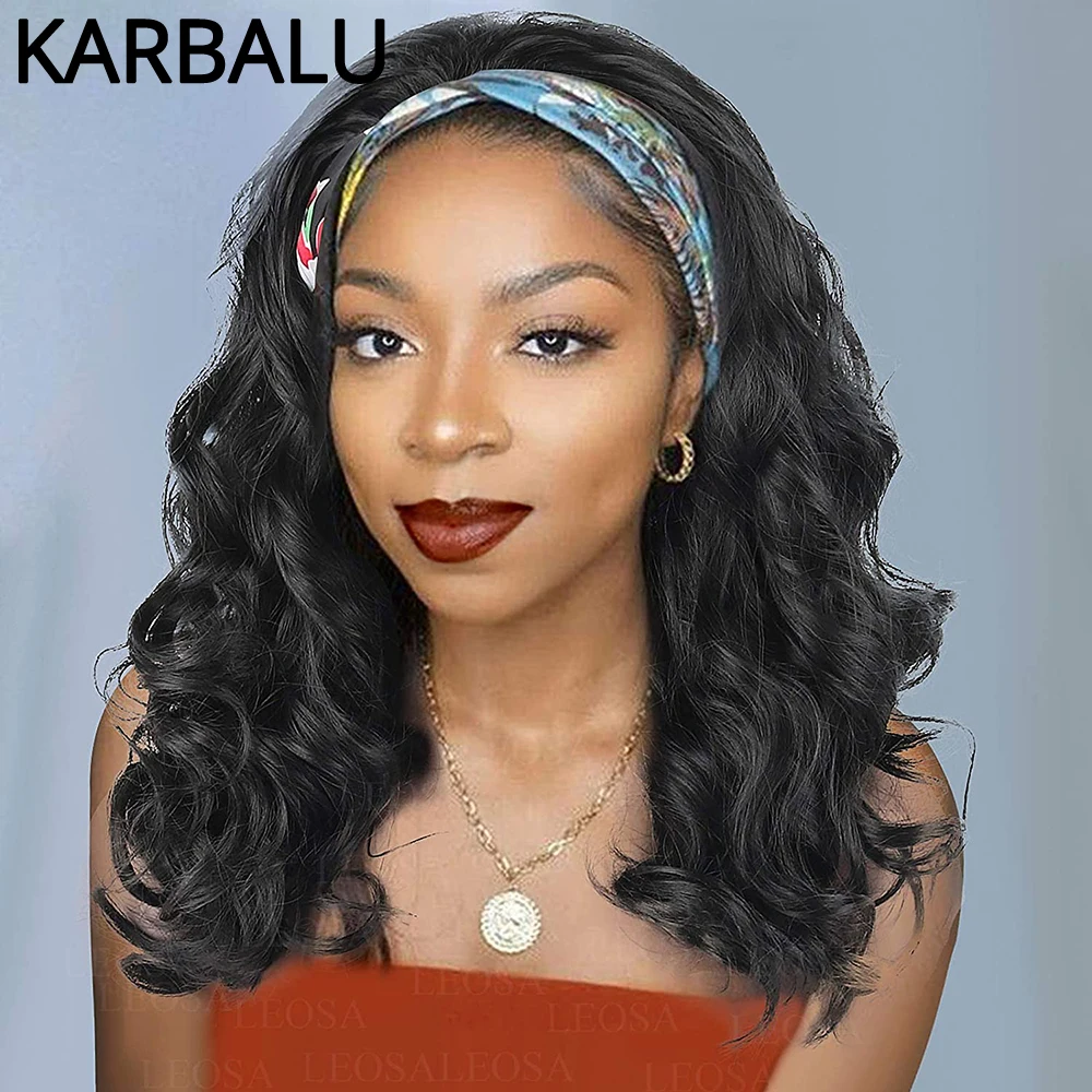 Karbalu Brazilian Loose Wave Headband Wig Human Hair Full Machine Made Glueless Wigs Remy Hair for Black Women 150% Density
