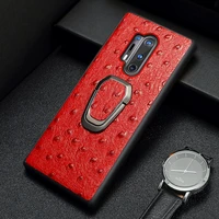 genuine leather phone case for oneplus nord 2 n10 ce 9r 8 pro 9 pro 10r ace 9rt 8t 7t pro 10 pro 6 6t 5 ring ostrich grain cover