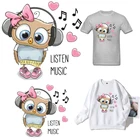 Термоклейкие нашивки с рисунком совы, термоклейкие нашивки на одежду, текстильные наклейки сделай сам, музыкальная аппликация для детей