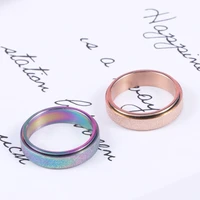 charm women frosted titanium steel ring bright color rotating ring rose gold lady jewelry wedding festival gift
