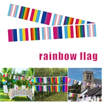 rainbow flag string rectangle stripes polyester banner colorful decoration for courtyard festival party xh8z
