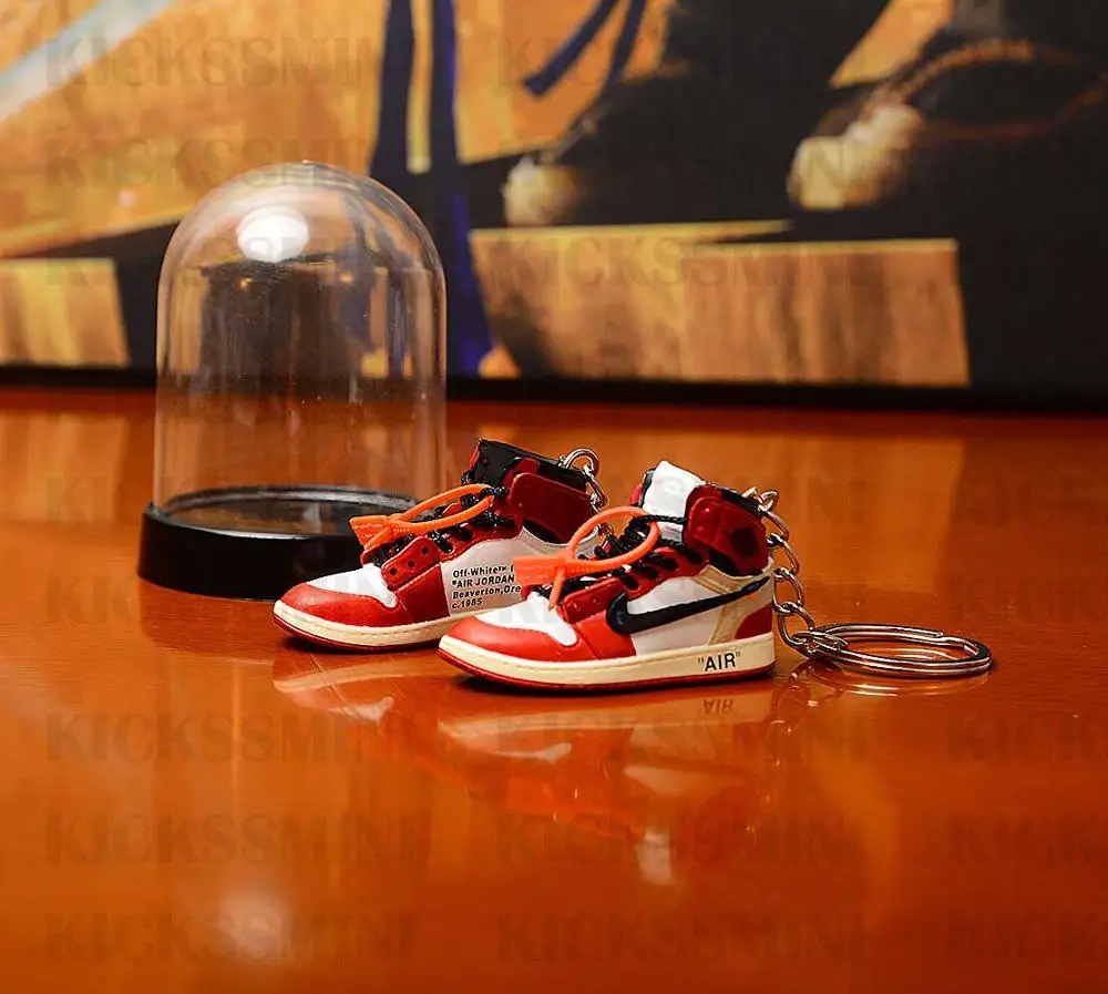 a pair w metal ring Дропшиппинг aj1 Chicago «не для перепродажи Красный» брелок в виде кроссовка Air Jordan 1 3D мини-кроссовки, запатентованный спортивный обувной брелок с кроссовком - Цвет: a pair w metal ring