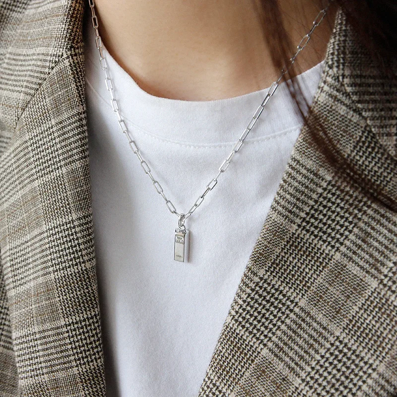 Женское геометрическое ожерелье из серебра 925 пробы|Ожерелья| |